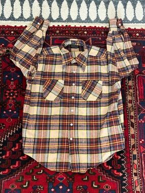 Vintage 70s JCPenney Plaid Flannel Dagger Collar Shirt